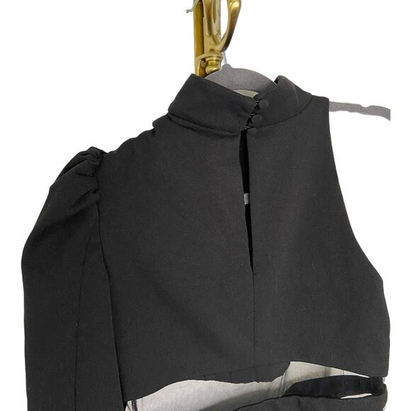 PatBO Spiral One Sleeve Mini Dress Mesh Statement Party Cocktail Luxe NYE Sz 4 - Picture 10 of 10